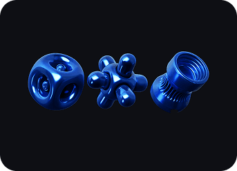 3D abstract blue shapes on black background